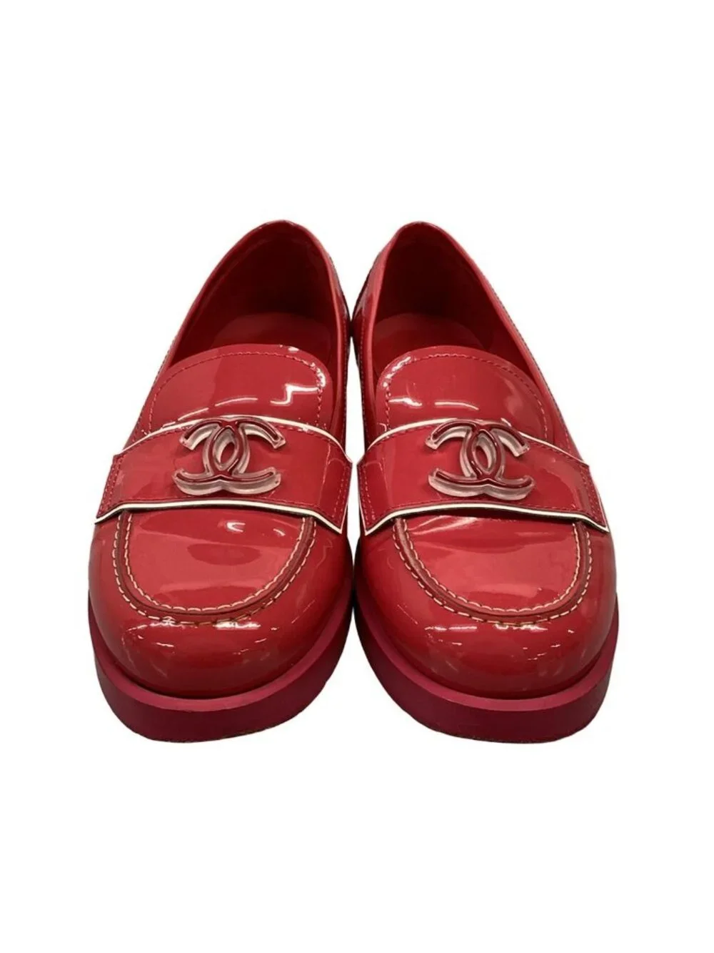 Chanel Loafers Pink CC Logo Leather